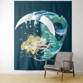 Blonde Mermaid Moon Fantasy Art Deco Wandteppich (Beispiel)