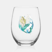 Blonde Mermaid Moon Fantasy Art Deco Weinglas Ohne Stiel (Rückseite)