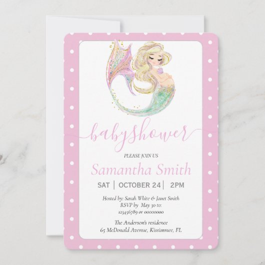 Blonde Mermaid Party Babydusche. Unter dem Meer. (Vorderseite)