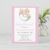 Blonde Mermaid Party Babydusche. Unter dem Meer. Einladung (Stehend Vorderseite)