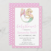 Blonde Mermaid Party Babydusche. Unter dem Meer. Einladung (Vorne/Hinten)