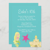 Blonde Mermaid Sea Einladung (Vorne/Hinten)