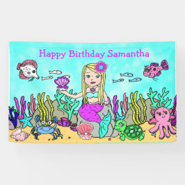 Blonde Mermaid unter dem Sea Birthday Banner