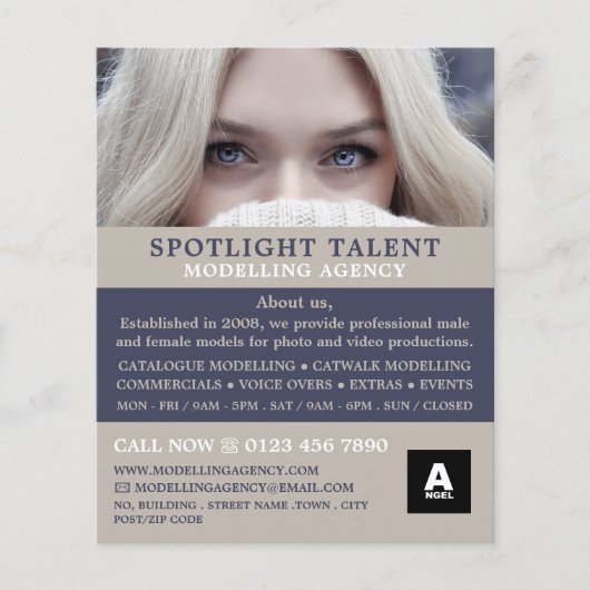 Blonde-Modell, Modellierungsagentur, Modell-Agent Flyer (Vorne)