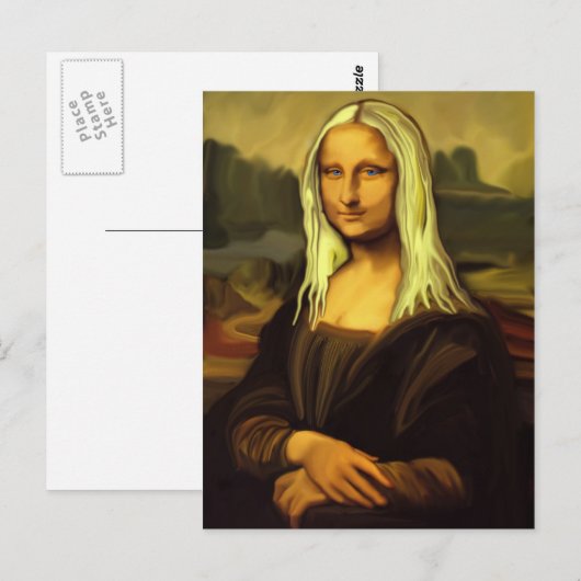 Blonde Mona Lisa Postkarte (Vorne/Hinten)