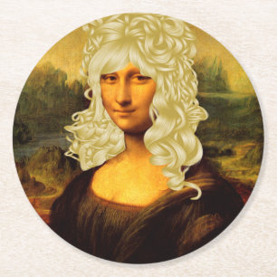 Blonde Mona Lisa Runder Pappuntersetzer