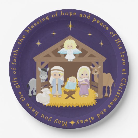 Blonde Nativity Scene Paper Plate Pappteller (Vorderseite)