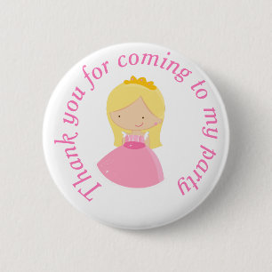 Blonde Niedliche Prinzessin und Dragon Birthday Pa Button