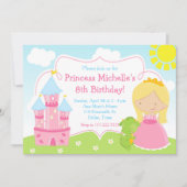 Blonde Niedliche Prinzessin und Dragon Birthday Pa Einladung (Vorderseite)