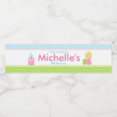 Blonde Niedliche Prinzessin und Dragon Birthday Pa Wasserflaschenetikett (Einzelnes Label)
