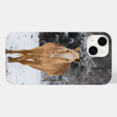 Blonde Pferdewanderung im Fall Snow iPhone Case-Mate iPhone Hülle (Rückseite (Horizontal))