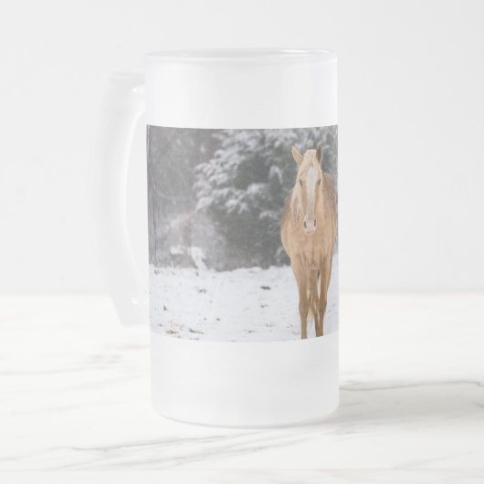 Blonde Pferdewanderung im Mattierten Schnee Glasbä Mattglas Bierglas (Vorderseite Links)
