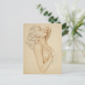 Blonde Pin-Up Postkarte (Stehend Vorderseite)