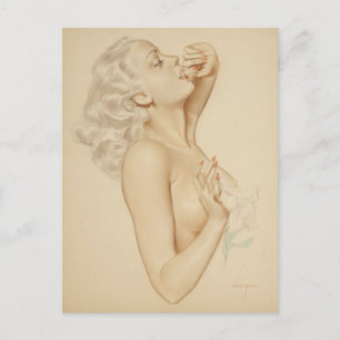 Blonde Pin-Up Postkarte