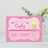 Blonde Pink Ballerina Zum Geburtstag Einladung (Stehend Vorderseite)