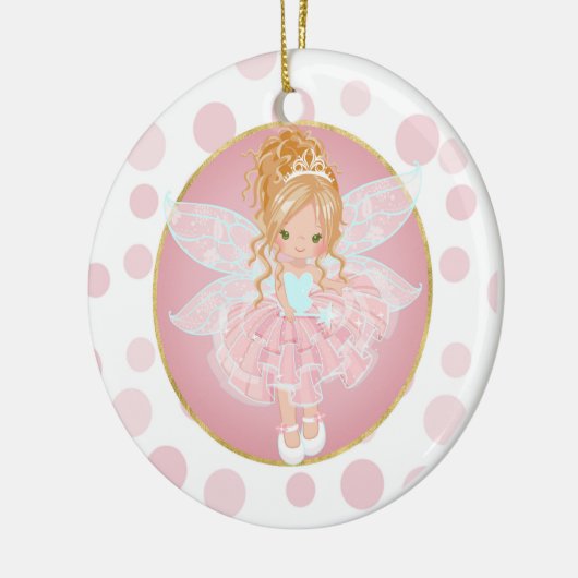 Blonde Pink Fairy Keramik Ornament (Links)
