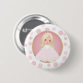 Blonde Pink Princess Button (Vorne & Hinten)