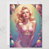 Blonde Pinup Pink Unterwäsche Ostereier Feiertagskarte (Vorderseite)
