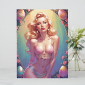 Blonde Pinup Pink Unterwäsche Ostereier Feiertagskarte (Stehend Vorderseite)