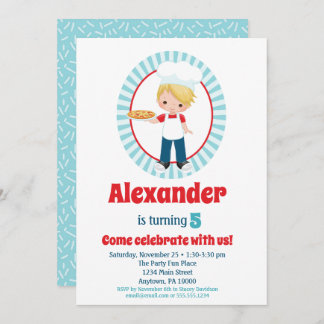 Blonde Pizza Party Boys Einladung Geburtstag