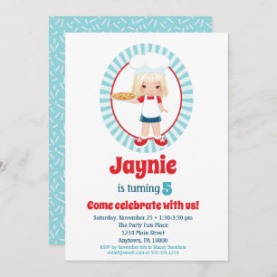 Blonde Pizza Party Girl - Pizza Geburtstag Einladung
