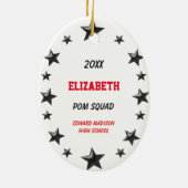 Blonde Pom Gruppe in Schwarzem u. im Rot Keramik Ornament (Hinten)