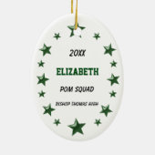 Blonde Pom Squad grün und weiß Keramik Ornament (Hinten)