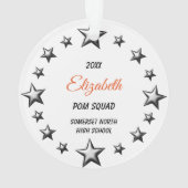 Blonde Pom Squad in Orange und Schwarz Ornament (Rückseite)