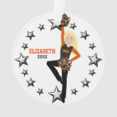Blonde Pom Squad in Orange und Schwarz Ornament (Vorderseite)
