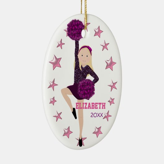 Blonde Pom Squad Personalisiert Keepake Ornament (Rechts)