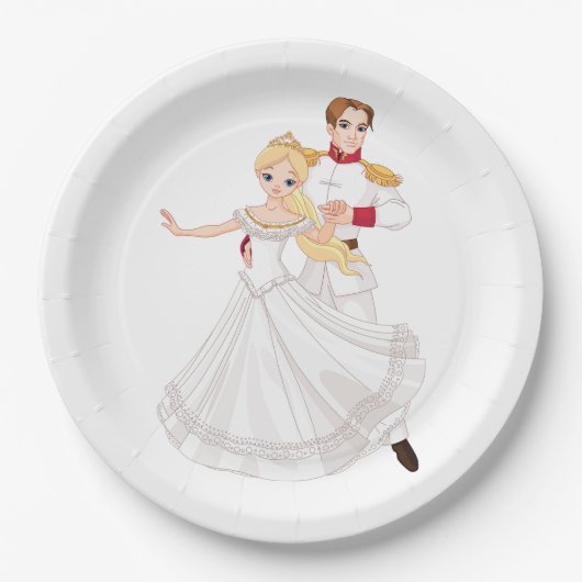 Blonde Princess and Charming Prince Fairytale Pappteller (Vorderseite)