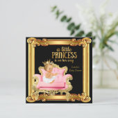Blonde Princess Baby Dusche Black Pink Gold Stuhl Einladung (Stehend Vorderseite)