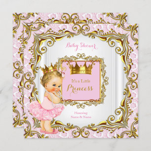 Blonde Princess Baby Dusche Pink Lace White Gold Einladung