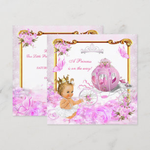 Blonde Princess Baby Dusche Rosa Gold Carriage Einladung