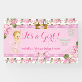 Blonde Princess Baby Dusche Rosa Roses Tee Party Banner