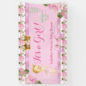 Blonde Princess Baby Dusche Rosa Roses Tee Party Banner (Vertikal)