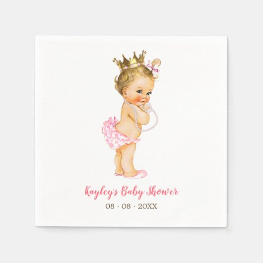 Blonde Princess Baby Shower Napkin (Ruffle Pants) Serviette (Vorderseite)