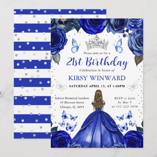 Blonde Princess Birthday Einladung (Vorne/Hinten)