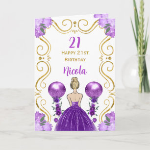 Blonde Princess Lila Happy Birthday Karte