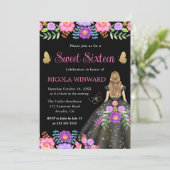 Blonde Princess Mexikanisches Blumenkleid Sweet 16 Einladung (Stehend Vorderseite)