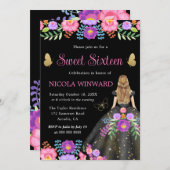 Blonde Princess Mexikanisches Blumenkleid Sweet 16 Einladung (Vorne/Hinten)