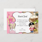 Blonde Princess & Pirate Party Danke Karte (Vorne/Hinten)