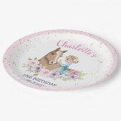 Blonde Princess und Brown Horse Geburtstag Pappteller (Schrägansicht)