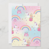 Blonde Princess Unicorn Birthday Pink Rainbow Einladung (Rückseite)