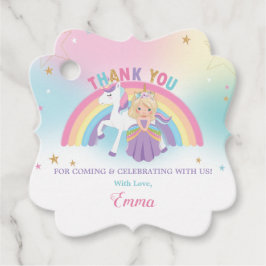 Blonde Princess Unicorn Geburtstagsparty Danke F Geschenkanhänger