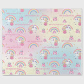 Blonde Princess Unicorn Rainbow Birthday Custom Geschenkpapier (Flach)