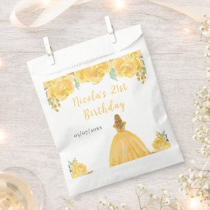 Blonde Prinzessin Gold Blumen Geburtstagsfeier Geschenktütchen