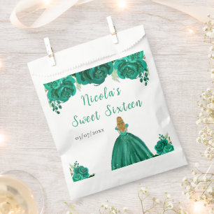 Blonde Prinzessin Grüne Blumen Sweet Sixteen Geschenktütchen