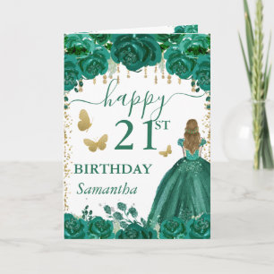 Blonde Prinzessin Grüne Kleid Geburtstag Karte