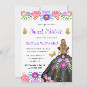 Blonde Prinzessin mexikanisches Blumenkleid Sweet  Einladung